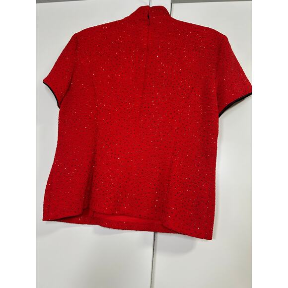 Jessica Howard Red Mandarin Collar Sequin Top Size 12‎ - Picture 4 of 8